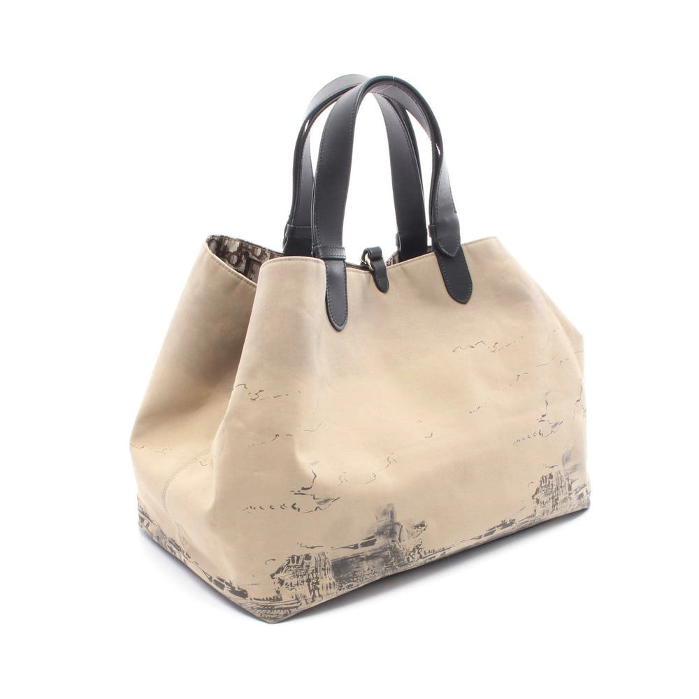 Dior Brown Oblique Beige Canvas Toujours Tote Bag Leather Black
